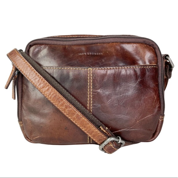 SOLD Jack Georges Voyager Dual Zip Crossbody Brown - Picture 3 of 14